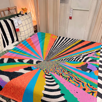 Couverture en flanelle imprimée effet arc-en-ciel, super douce et légère, pour la décoration de la maison