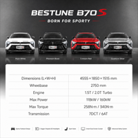 FAW Bestune B70S 1.5T 118kW SUV turbo avec frein de stationnement électrique, maintien automatique en descente, assistance au démarrage en montée, système d'entrée sans clé