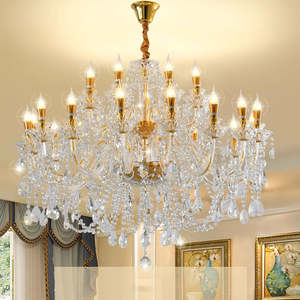 Décoration de mariage européen or cristal goutte pendentif lumière lustres plafond luxe pour salon - Product Image 1