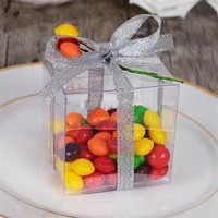 Boîte pliante transparente carrée mignonne de qualité alimentaire recyclable pour gâteaux, chocolats, bonbons de mariage en PVC plastique