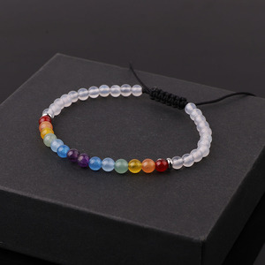 Nouveau à la mode 4mm Chakra Perles <span class=keywords><strong>Macramé</strong></span> <span class=keywords><strong>Bracelet</strong></span> JBS12539 Réglable Naturel Zircon Pierre Or En Acier Inoxydable Boule Motif - Product Image 6