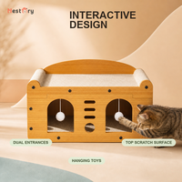 Lit pour chat en carton ondulé haute densité, griffoir résistant à l'usure, motif uni, jouet, balle, nid, toutes saisons