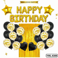 Ensemble de décoration d'anniversaire le plus vendu avec rideau de ballons confettis, fournitures complètes, ensemble de lettres en aluminium Joyeux Anniversaire