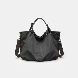 Wholesale Fashion Retro Tote <b>Bag</b> Women's Handbags <b>Large</b> Capacity <b>Canvas</b> Zipper Stitching Ladies Shoulder <b>Bags</b> - Product Image 3