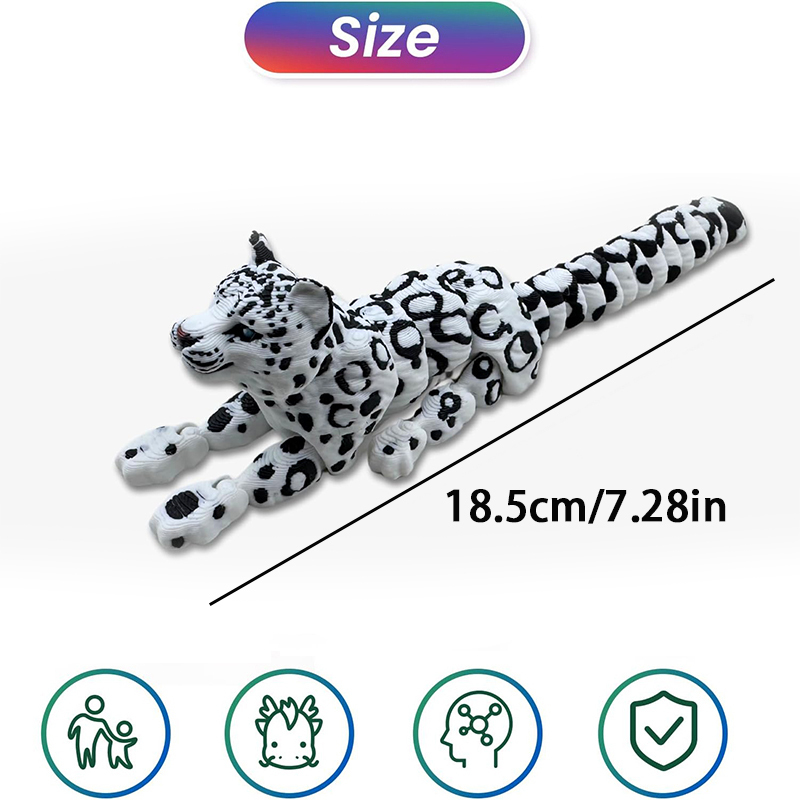 Léopard des neiges articulé imprimé en 3D – Membres mobiles, option porte-clés (PLA Léopard des neiges articulé imprimé en 3D – Membres mobiles, option porte-clés (PLA