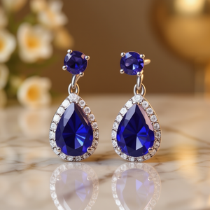 Pendientes de Oro Rosa E1357 con Diamantes Rosados en Forma de Gota, Engaste de Garra, Joyería de Cristal Romántica para Mujer, Ideal para Bodas - Product Image 2