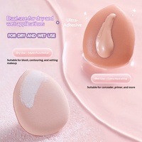Mini houppette de maquillage en polyuréthane en forme de goutte d'eau, double usage – compacte pour fixer et absorber la poudre