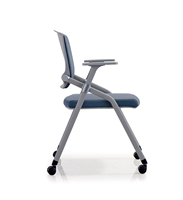 Chaise de conférence de formation exécutive pliable moderne avec siège en tissu, empilable, ergonomique, avec roulettes