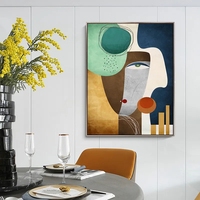Lukisan Kanvas Geometris Abstrak Figur Modern Seni Kontemporer Poster Cetak Wajah Gambar Seni Dinding Cuadros Decoracion