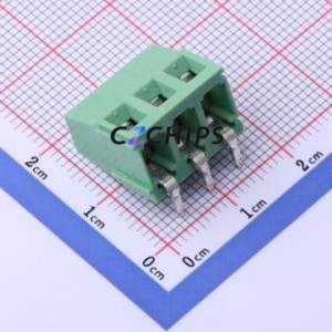 DB128R-5.08-3P-GN-S Screw Terminal Block Bent Lead Through Hole,P=5.08mm Connector 1x3P 5.08mm Green Right Angle Insert - Product Image 2