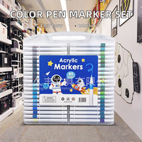 Ensemble de marqueurs de couleur portables Jiufeng pour graffitis, papeterie créative, coffret cadeau, en plastique acrylique non effaçable pour artistes