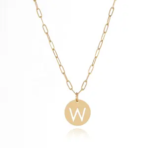 Plated Necklace 18K Gold Stainless Steel Chain Necklace Jewelry A-Z 26 Initial Letters Pendant Necklace For Women Jewelry