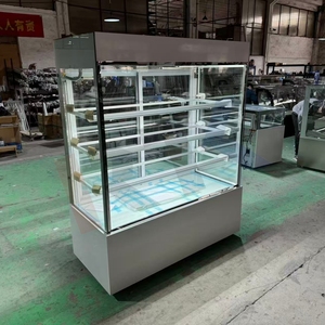 Étagère de présentation de pain pour boulangerie personnalisée, façade en verre plat, équipement réfrigéré sans buée, <span class=keywords><strong>vitrine</strong></span> réfrigérée pour gâteaux - Product Image 5