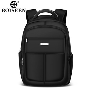 Boiseen Men's Business Backpack Large Capacity Waterproof Laptop Bag For Travel Work Solid Color Black - Product Image 5