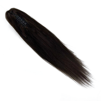 Extension de cheveux humains à clip, queue de cheval, Remy, double trame, cheveux indiens, style lisse/ondulé, vente en gros