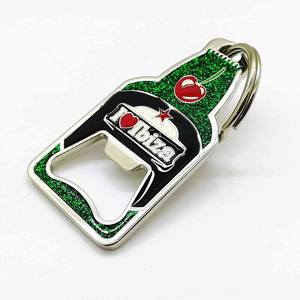 Vòng chìa khóa mở chai móc khóa bia mở Keychain Chất lượng cao tùy chỉnh Hợp kim kẽm mềm men logo kim loại bạc móc chìa khóa - Product Image 1