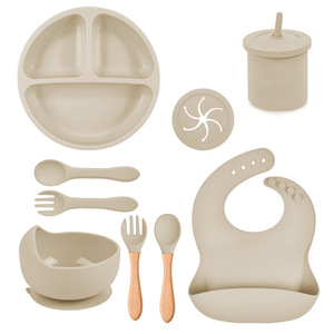 Set <span class=keywords><strong>de</strong></span> Regalo para Bebés en Oferta, Plato y Tazón con Succión para Niños Pequeños, Vaso, Babero, Cuchara, Set <span class=keywords><strong>de</strong></span> Alimentación <span class=keywords><strong>de</strong></span> Silicona para Bebés - Product Image 3