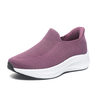 Chaussures de marche décontractées en tricot pour femmes, à plateforme, à enfiler, avec semelles popcorn, respirantes, légères et amortissantes, vente en gros OEM