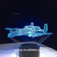 Lampe de table LED 3D Avion, Veilleuse Illusion, 7 Couleurs Changeantes, Lampe d'Ambiance à Brancher, Intensité Réglable, Taille Moyenne