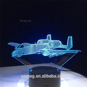 Lampe de table LED 3D Avion, Veilleuse Illusion, 7 Couleurs Changeantes, Lampe d'Ambiance à Brancher, Intensité Réglable, Taille Moyenne - Product Image 5