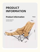 Chaise de camping pliante inclinable moderne à trois niveaux avec dossier, en acier inoxydable, pour l'extérieur, vente en gros