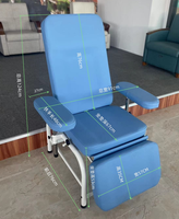 Chaise pliante ergonomique en acier pour don de sang avec angle de réglage du ressort à gaz pour clinique et hôpital