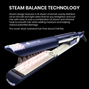 Anti-scald Design Fashion Atmosphere Light Wide Version Infrared And Steam Hair Iron Straightener Splint Household Fast Heating