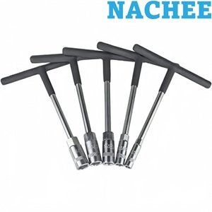 Jeu de clés à douille métriques à poignée en T, 5 pièces, 8-14 mm, en acier au chrome-vanadium, clé hexagonale à portée profonde pour la réparation de voitures et de motos - Product Image 1
