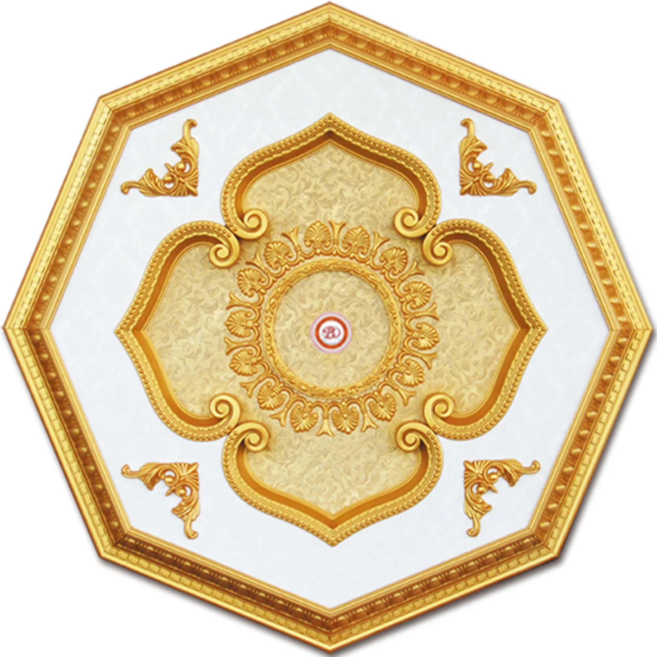 Banruo New Design Gold Classic Artistic Ceiling PS Material Ceiling for Hall