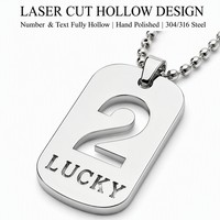 Collier pendentif en acier inoxydable 304/316L avec chiffres, pendentif ajouré, chaîne pour homme, bijoux streetwear
