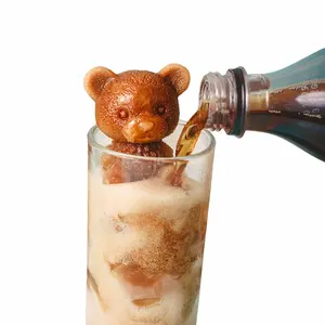 热卖泰迪熊畅销食品级硅胶冰淇淋模具立方体模具用于冷冻咖啡牛奶