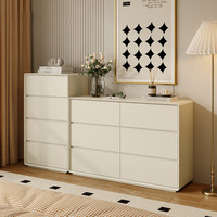 Commode à huit tiroirs en bois massif laqué, style crème, minimaliste, grande capacité, pour chambre et salon