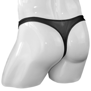 Sous-vêtements sexy pour hommes, string noir taille basse en spandex et nylon, maille transparente, été 2023 - Product Image 3