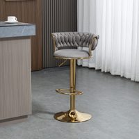 Chaise de bar nordique moderne en velours tressé à la main, haute hauteur réglable, tabouret de luxe pour la cuisine