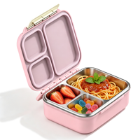 Boîte à bento pour enfants en acier inoxydable de qualité alimentaire, 3 compartiments, anti-fuite