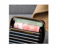 BOSTANTEN Dompet Tempat Kartu Kredit Kulit Imitasi Minimalis Perlindungan RFID Dompet Koin Wanita Kecil Warna Hitam
