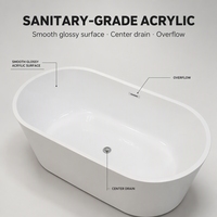 Baignoires ovales profondes autoportantes en acrylique blanc de haute qualité pour hôtels modernes