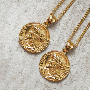 Couronne d'épines Bible verset collier en or pour hommes bijoux chrétiens en acier inoxydable prière jésus pièce médaille pendentif collier - Product Image 1