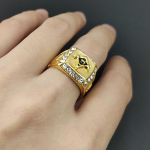 Мужское кольцо в стиле хип-хоп с масонским знаком - Product Image 2