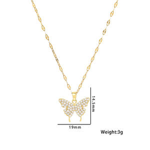 <span class=keywords><strong>Collier</strong></span> pendentif papillon en cristal élégant et simple pour femmes, bijoux de fête de mariage de style coréen en acier inoxydable pour filles - Product Image 2