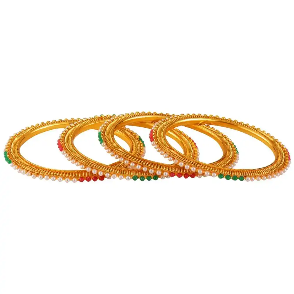 Estilo indiano de Bollywood Banhado A Ouro Multi Color Faux Pérola Beads Nupcial Do Casamento (2 Pcs) Pulseira Conjunto de Jóias