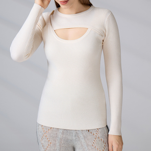Custom Embroidery Logo Anti-shrink Full Sleeves Crew Neck Women's Rib Knitted <b>Pullover</b> Sweater Manufacturer - Product Image 3