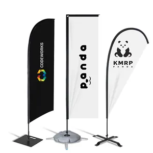 Factory Directly Sale Beach Stand Advertising Product Wholesale Feather Flag With Custom Banner