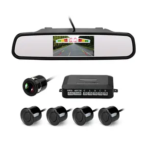 Kamera Spion Sensor Parkir Video Mobil, Kaca Spion Universal 4.3 "dengan 4 Buah Sensor Ultrasonik