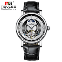 TEVISE T867I/T867J Herren Automatische Mechanische Uhr Maßgefertigte Mondphasen-Skelett-Luxus-Geschäftsuhr Großhandel Fabriklieferung