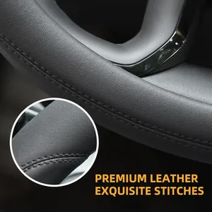 Vente Chaude en Gros Usine <span class=keywords><strong>Amazon</strong></span> Housse de <span class=keywords><strong>Volant</strong></span> Universelle en <span class=keywords><strong>Cuir</strong></span> Microfibre 15 Pouces Accessoire Intérieur de Voiture - Product Image 4