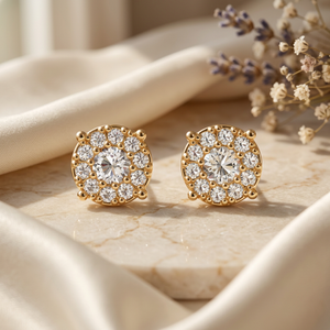 KuangFeng New Design 925 Sterling <b>Silver</b> <b>Stud</b> Earrings Moissanite Stones Elegant Floral Design Weeding Special Occasions GRA - Product Image 4