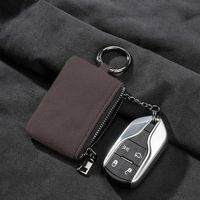 Étui de clé de voiture en daim de luxe YECAI, housse universelle pour clé avec fermeture éclair - Respirant et durable - Compatible avec BMW Toyota Honda