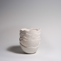 Nouveau pot en ciment artisanal écologique au design ondulé, style minimaliste pour la décoration de la maison, du jardin et de la table, en carton