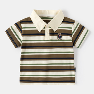 เสื้อโปโลแขนสั้นลายการ์ตูนสำหรับเด็กผู้ชาย รุ่นใหม่ประจำฤดูร้อนปี 2026  รับสั่งทำโลโก้  เสื้อโปโลลายทางสำหรับเด็กโตและเด็กเล็ก - Product Image 2